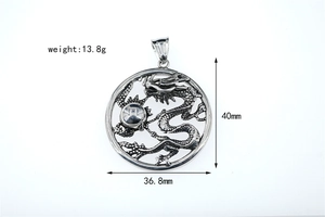 Macro shot of retro dragon pendant with weight 13.8g and size 40mm x 36.8mm