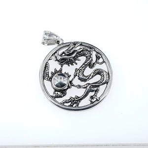 Vintage retro style dragon necklace with silver titanium steel pendant for men and women