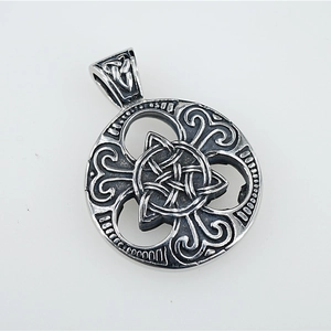 Nordic vintage viking celtic knot pendant necklace in antique silver finish for men