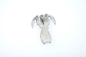 Detailed back view of a silver stainless steel grim reaper skull pendant with brushed metal finish