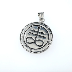 Vintage fallen angel round pendant necklace with Leviathan cross for men and women