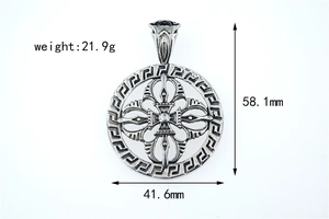 Detailed dimensions of the vintage hollow cross pendant showing size and weight specs