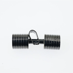 Minimalist black titanium steel dumbbell pendant necklace with knurled ring textures