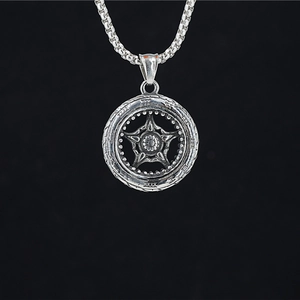 Vintage Titanium Steel Wheel Hub Pendant Necklace For Men Women Retro Hollow Star Car Tire Industrial Punk Style Jewelry