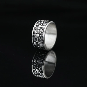 Vintage Egyptian Eye Of Horus Ankh Cross Titanium Steel Ring For Men Women Retro Oxidized Relief Band Fashion Jewelry Gift