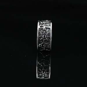 Vintage Egyptian Eye of Horus Ankh cross ring in silver titanium steel finish