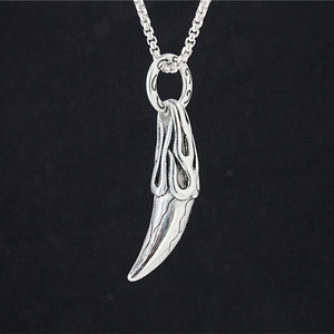 Hip hop stainless steel wolf tooth pendant necklace with silver chain for men