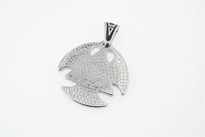 Detail of Nordic Viking triangle pendant featuring textured hammer finish on silver steel