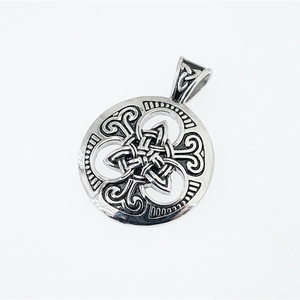 Vintage Viking Celtic Knot pendant necklace in retro silver-finished stainless steel