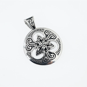 Vintage Nordic Viking Celtic Knot pendant in silver finish for men, retro stainless steel
