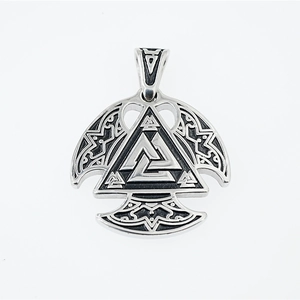 Vintage Nordic Viking Valknut Symbol Pendant Necklace Stainless Steel Distressed Rune Knot Punk Gothic Men Jewelry