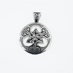Vintage silver Celtic knot pendant necklace in stainless steel with oxidized finish for men