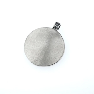 Nordic Viking hexagram medallion necklace with brushed silver finish on white background