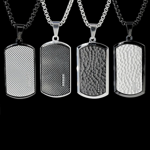 Collier Pendentif Plaque Militaire Homme en Acier Inoxydable Rétro Avec Incrustation de Zircone Bijoux Industriels Cadeau