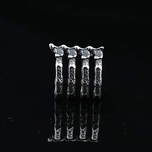 Punk 3D rib bone skeleton ring in vintage titanium steel with dark gothic aesthetic