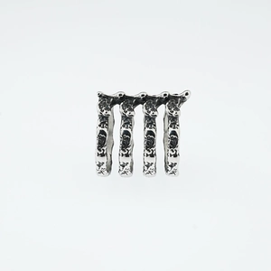 Punk style titanium steel rib ring with vintage silver irregular texture in 3D design