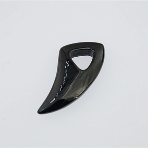 Polished black wolf tooth pendant necklace in stainless steel with a high gloss finish