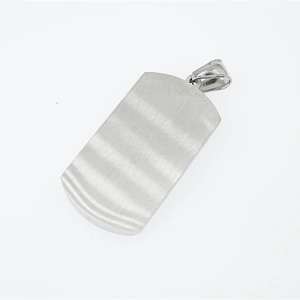 Minimalist carbon fiber military dog tag necklace with woven pattern in stainless steel