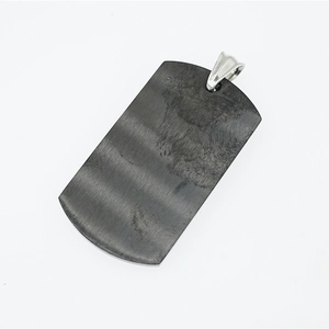 Hip hop black brushed stainless steel dog tag pendant necklace with silver bale