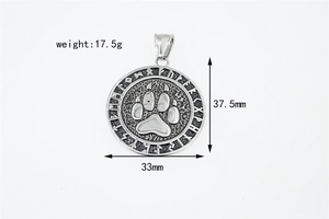 Detail view of Viking bear paw pendant showing 37.5mm height and 17.5g weight