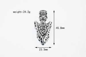 Ciondolo a freccia vichinga nordica con simbolo Valknut 45,8x23,3mm collana acciaio
