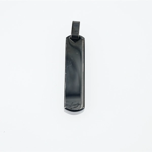 Minimalist black polished stainless steel rectangular pendant necklace with a mirror finish