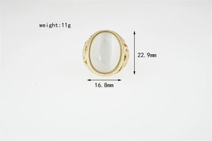 Detail of vintage dragon ring showing 11g weight and large white gemstone dimensions