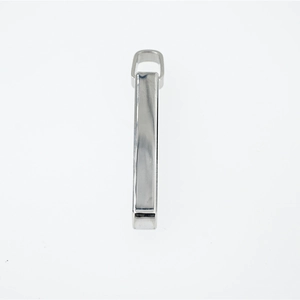 Minimalist polished stainless steel rectangular bar pendant necklace in silver