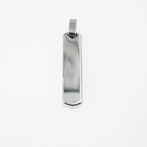 Polished stainless steel rectangle bar pendant necklace with high mirror finish for men