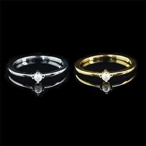 Bague en Künstliche Perle en Acier Titane Minimaliste Élégante Bague Mince Dorée Argentée pour Femme Bijoux de Rendez-vous Quotidiens