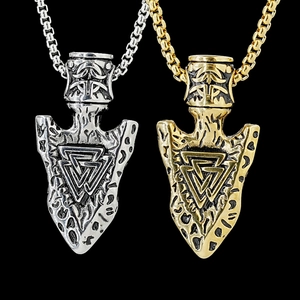 Collana con Pendente a Punta di Freccia Vichinga Valknut per Uomo Retro Acciaio Inossidabile Vichingo Invecchiato Gioielli