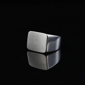 Minimalist Titanium Steel Square Signet Ring For Men Brushed Stainless Steel Retro Geometric Finger Ring Jewelry Gift