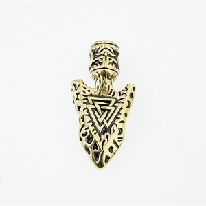 Collana con ciondolo a freccia vichinga valknut in acciaio inossidabile dorato per uomo nordico