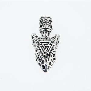 Collana con ciondolo a freccia vichinga vintage con simbolo Valknut in acciaio inox