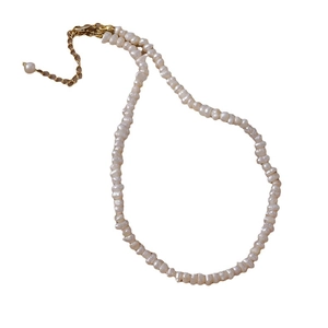 Vintage Baroque freshwater pearl necklace with gold clasp and irregular small pearls