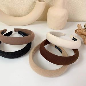 Thick sponge Alice headband with twill cotton fabric in assorted earth tones