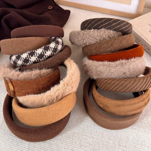 Serre-Tête Rembourré Vintage Pour Femmes Tons Terre Tissu Serre-Tête Automne Hiver Accessoires De Coiffure Épais