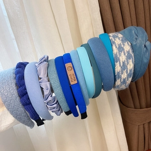 Korean Style Klein Blue Fabric Padded Sponge Headband For Women Sweet Hair Accessory Twisted Knitted Hair Hoop Handmade Decor