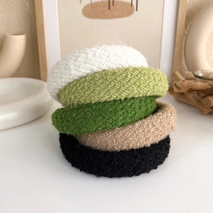 Handmade Woven Tweed Wide Headband Thickened Sponge High Top Hair Hoop For Women Girls Korean Style Elegant Daily Accessory