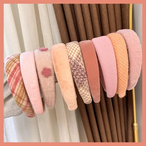 Women Sweet Pink Padded Headband High Skull Top Sponge Wide Hair Hoop Fabric Knit Velvet Hairband Fashion Hair Accessories