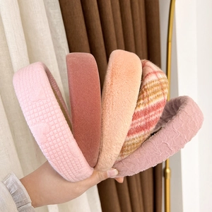 Pink and red plush sponge headbands with high top design for women and girls