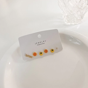 Sweet yellow lemon earring set with 6 pieces of gold plated fruit stud jewelry