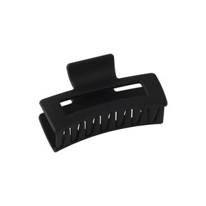 Grande pince à cheveux carrée noire mate avec design évidé minimaliste pour femmes