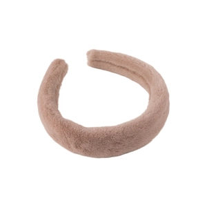 Serre-tête élégant en peluche rose poudré rembourré pour accessoires d'hiver femmes