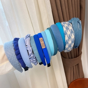 Klein blue padded headbands and scrunchies collection with diverse textures for women