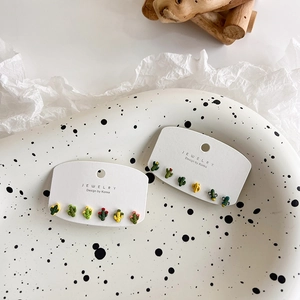 Minimalist cactus earring set 925 silver needle cute garden style stud earrings