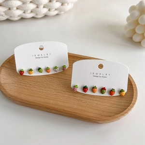 Cute Strawberry Stud Earrings Alloy Enamel Fruit Jewelry With 925 Sterling Silver Earring Post Korean Style Daily Earrings For Women