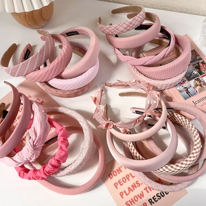 Pink padded sponge headbands for women with diverse stylish textures and fabrics