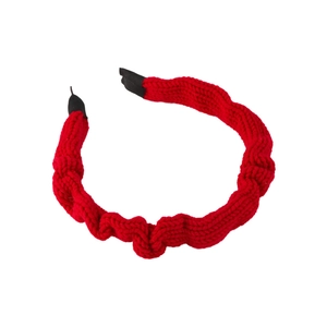 Serre-tête en tricot rouge élégant avec texture torsadée pour un look festif d'hiver