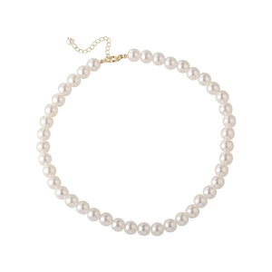 French style minimalist white round pearl necklace with golden metal lobster clasp